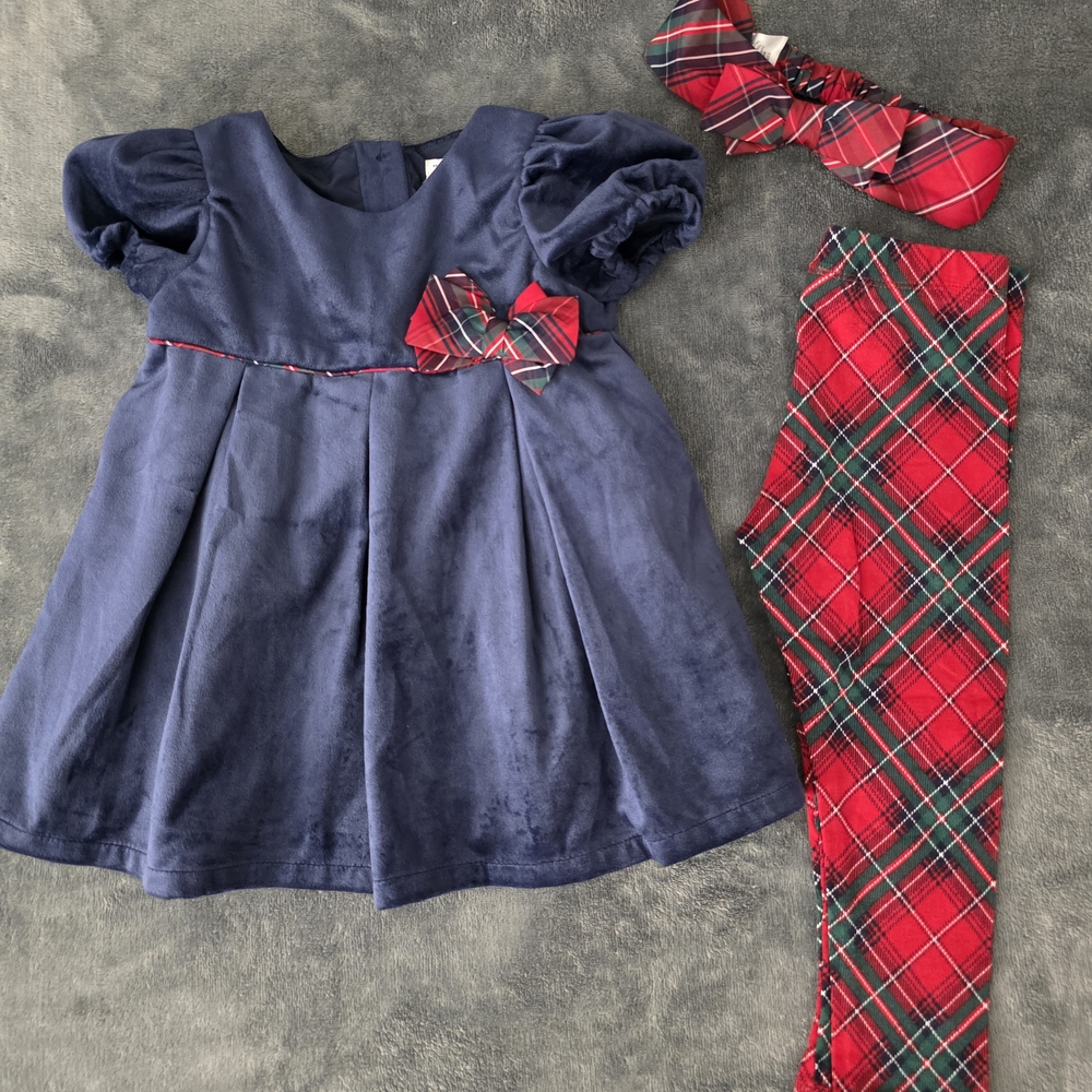 Navy and Red Plaid Kids Costume Set